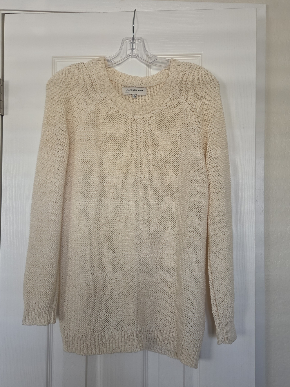 Jones New York Cream Crewneck Pullover Sweater